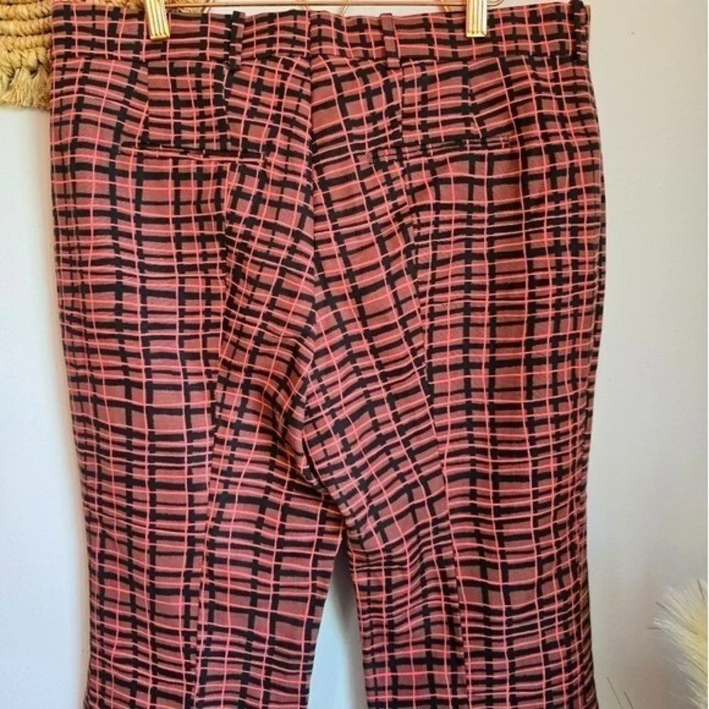 ZARA NEW Studio Pink Plaid Check Ultra Flare Bell Bottom Pants SZ Large Y2K Punk